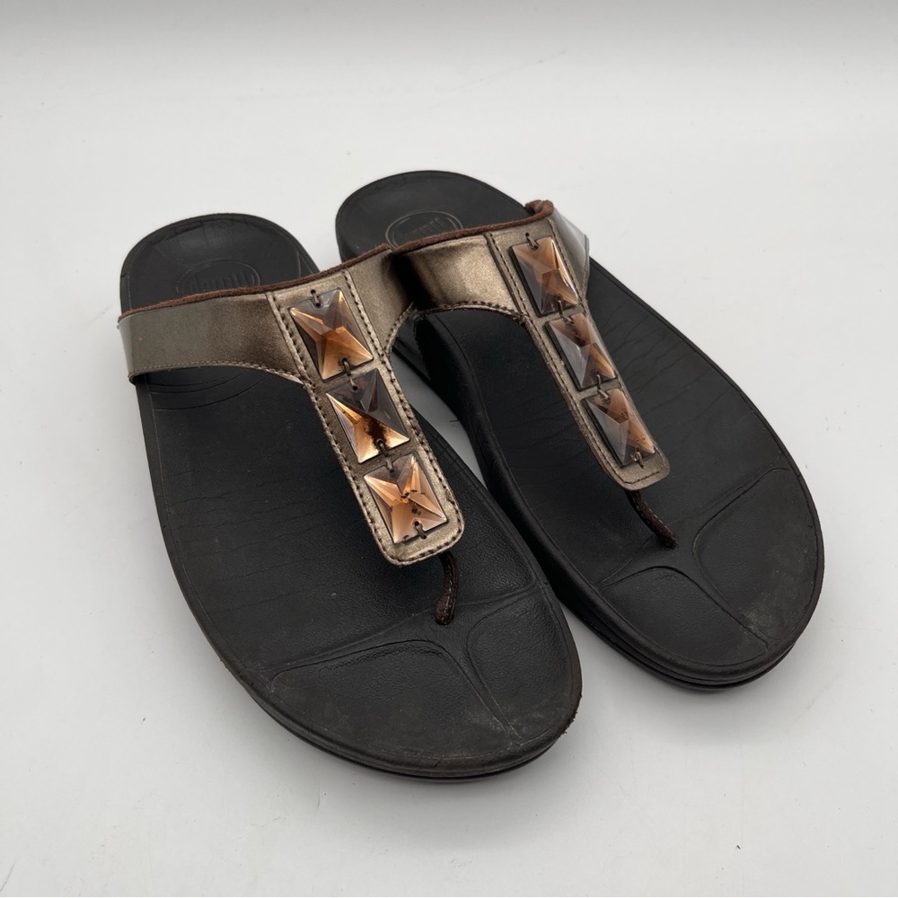 Fitflop Black Gold Brown Gem Textured Footwear